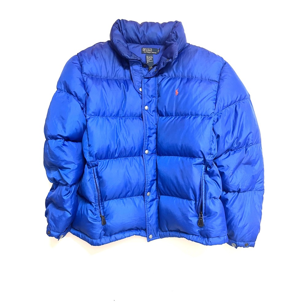 Polo Ralph Lauren Blue Puffer Jacket Down Fill Red Pony XL